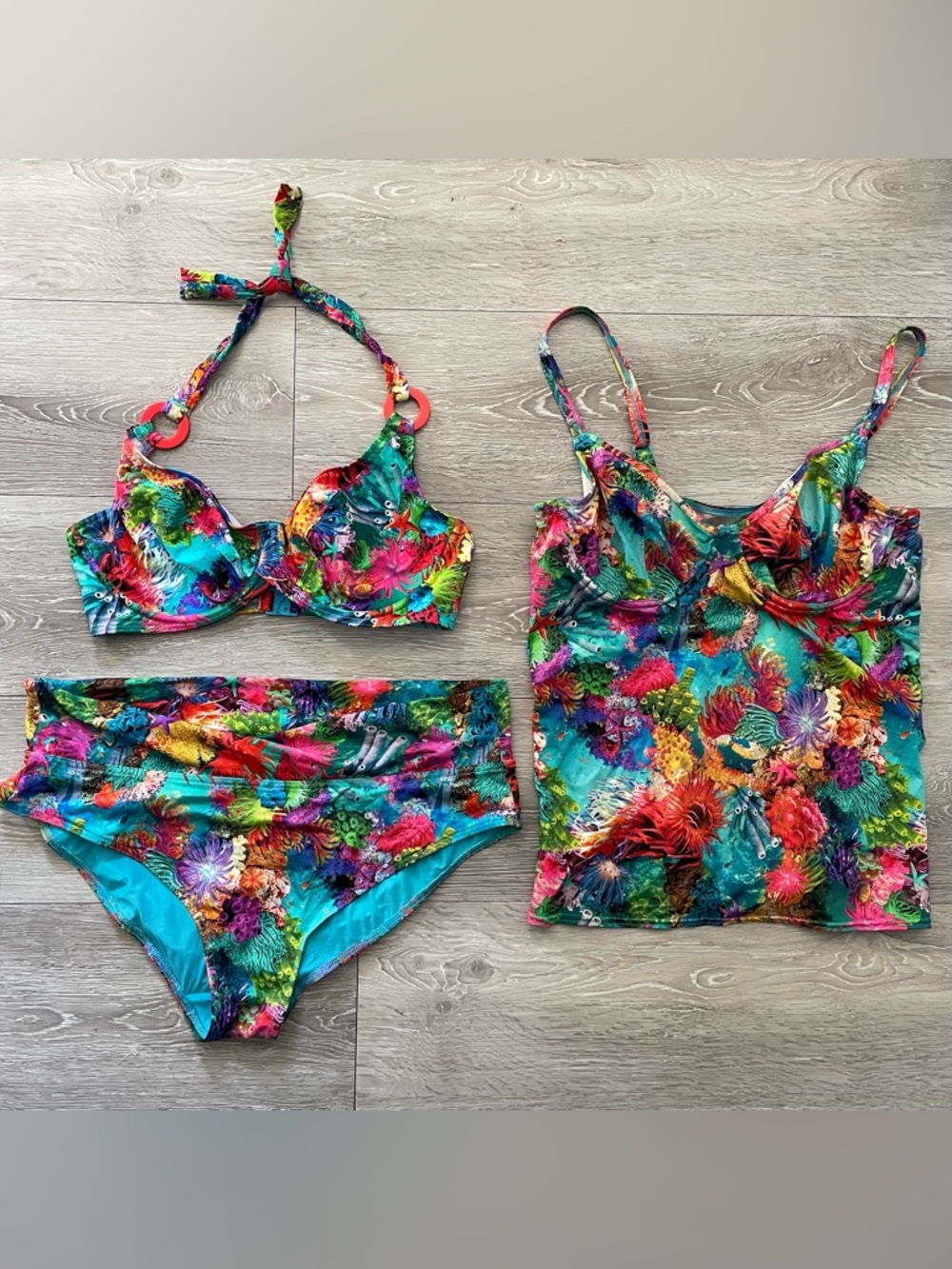 Freya 3 Piece Swim Set Bundle Bikini Tankini Underwire XL 36DDD